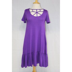 Zenana Casual Dress-Knee Length-#7041-Sizes S to 3X-PURPLE-NEW